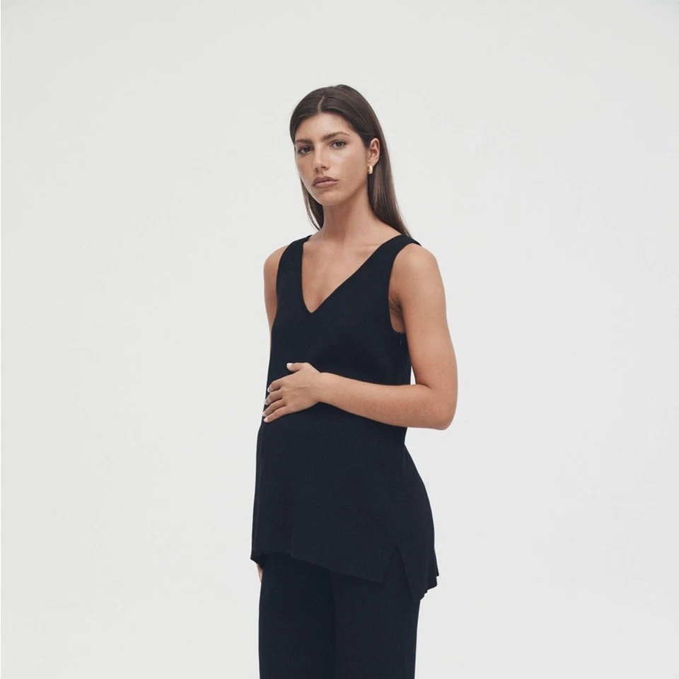 Legoe Heritage | Tanque tejido de maternidad y alimentación de pan de lujo | Talla 4 (XXL) | Negro Foto 3 de 4