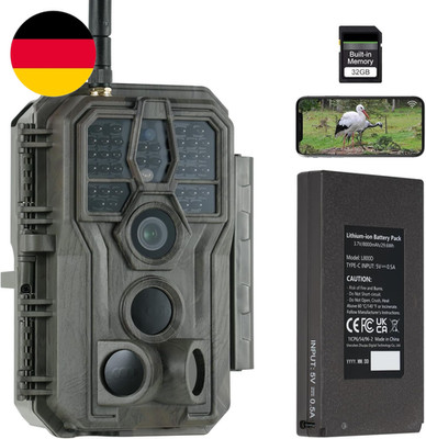 Gardepro E8P Max Wildkamera WLAN, Wiederaufladbare 8000Mah Akku, Integrierte SD