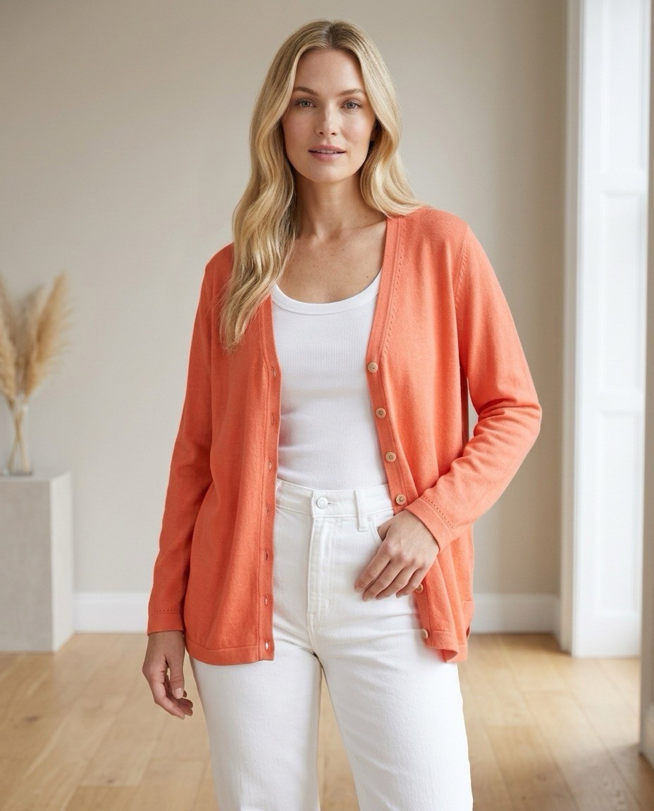 Talbots Womens V Neck Cardigan Size XL Button Front Summer Preppy Chic