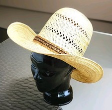 Vtg Bailey U-Rollit Western Straw Cowboy Hat Rodeo T Crown Hoss Cartwright 7 1/8