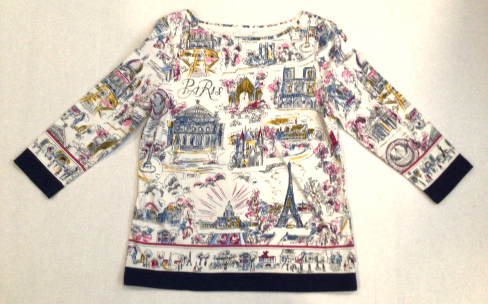 The Talbots Tee Women’s Sz M petite Paris theme 3/4 Sleeve Tee