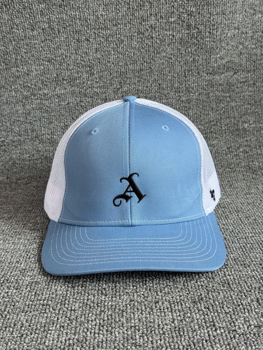 '47 Brand Old English A Trucker Snapback Light Blue White Mesh Curved Brim Hat