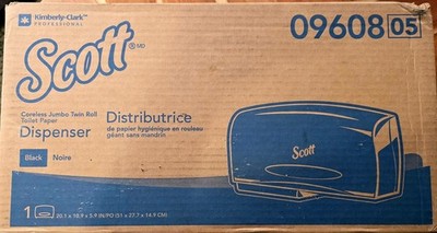 Scott Coreless Jumbo Twin Roll Toilet Paper Dispenser Black 09608