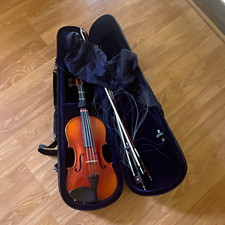 4/4 Acoustic Violin 4-String Brown Varnish Chinrest Right-Handed w/ Bow Case