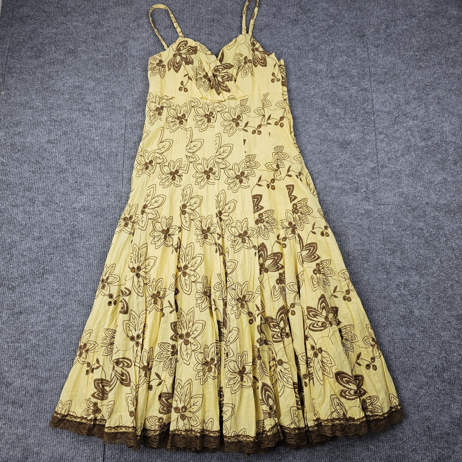 Vintage Vasna Dress Womens Small Floral Y2K Babydoll Midi Lace Summer Preppy