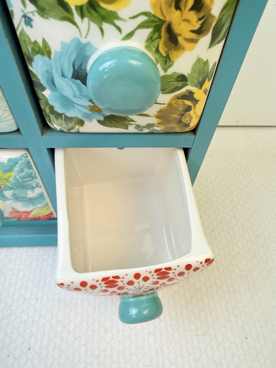 The Pioneer Woman 6-Drawer Spice & Tea Box Teal Blue EUC | eBay