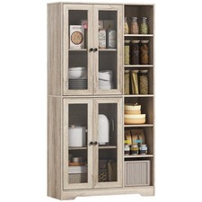 HOMCOM 172 cm Tall Kitchen Cupboard, Pantry Storage Cabinet, Light Grey