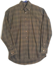 Burberry London Men's Shirt Brown Nova Check Long Sleeve made USA Vintage M