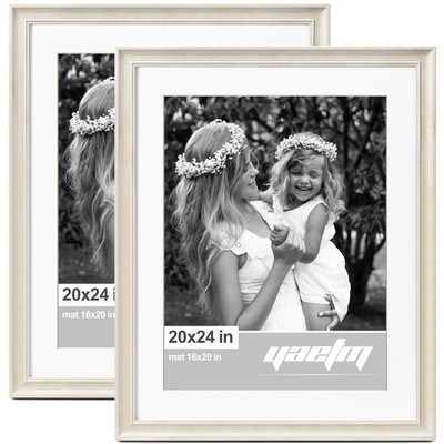 Yaetm 20x24 Picture Frame Matted to 16x20 Set of 2, 1.4'' Wide Molding & Rusti...