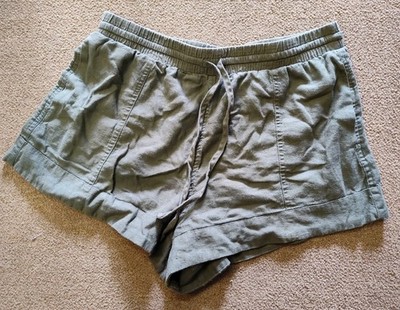 Universal Thread Shorts Womens Medium Green Linen Drawstring Casual Lounge