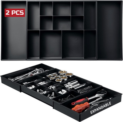 Tool Box Organizer Tray Divider Set, Expandable Large Toolbox Storage Tray Kit,