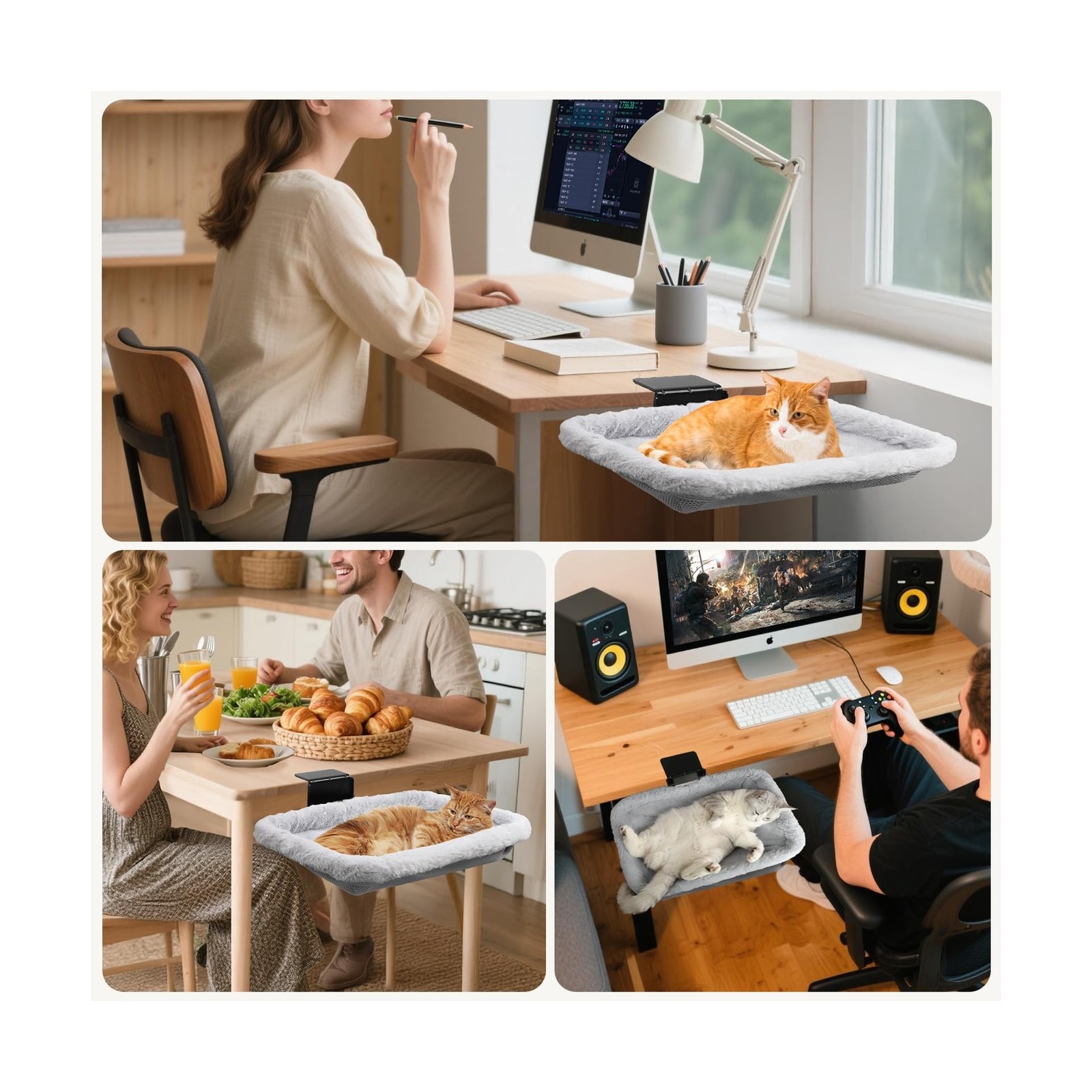 Lilyang Cat Desk Bed – Cat Hammock for Home Office Space Saving, Se... Fas