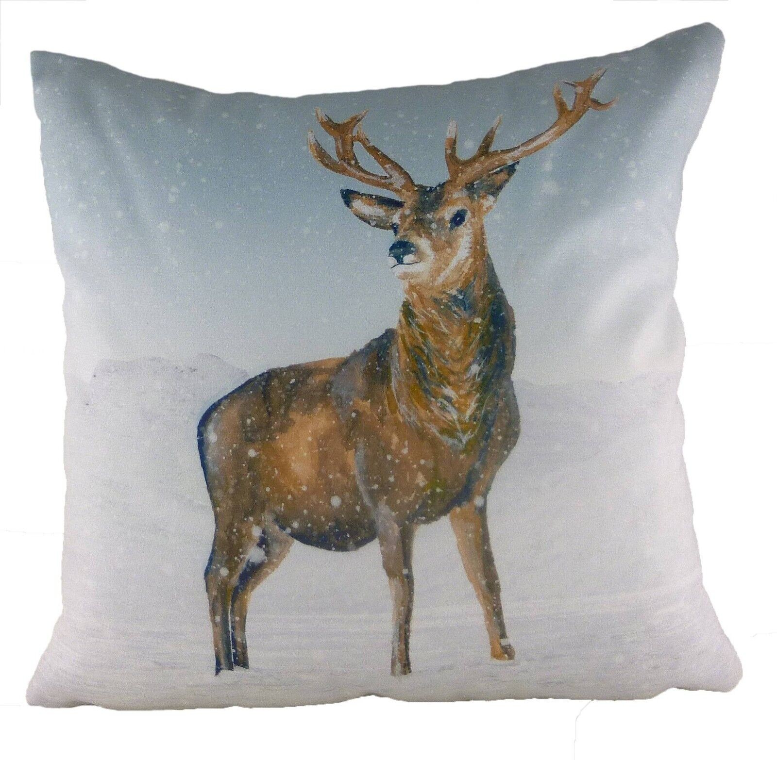 Evans Lichfield Christmas Collection Cushion Cover: Stag Snow Scene 17x17""