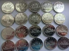 1962 Canada Silver Dollar Roll, 20 Canadian Dollars