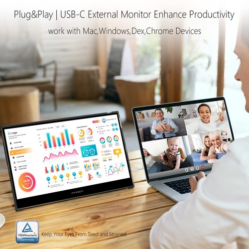 Portable Monitor 13.3" OLED Full HD 1080P 100% DCI-P3 1MS 100000:1 USB C Plug... - Picture 6 of 8
