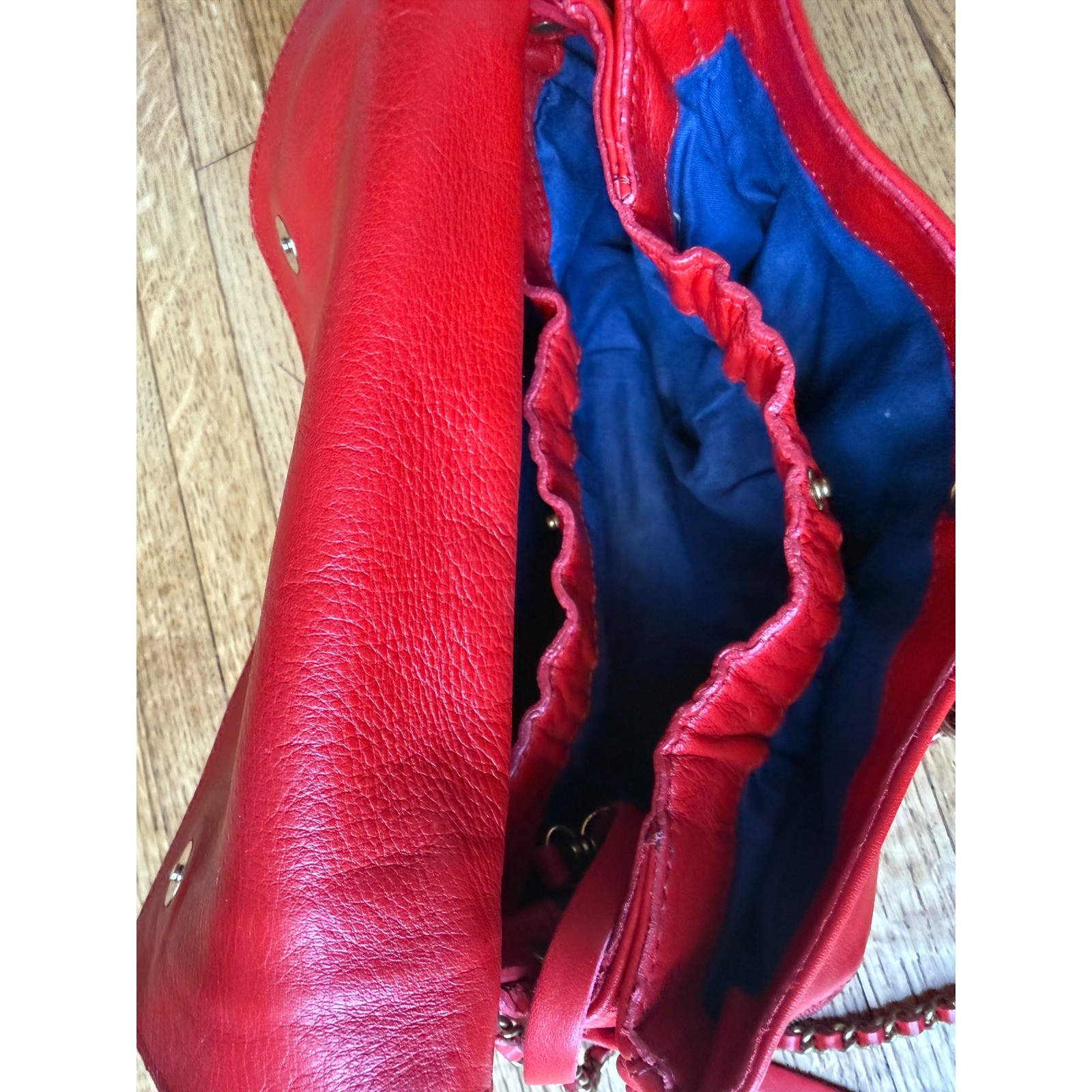 Jerome Dreyfuss Red Python Embossed Leather Shoul… - image 8