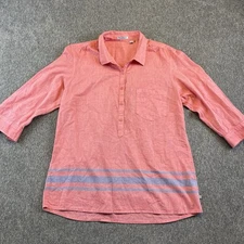 Toad & Co Women's 3/4 Sleeve Top Red Stripe Preppy Camping Hiking Lightweight