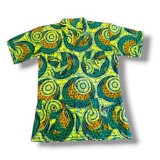 Ankara Abstract Tribal Print Men's Short Sleeve Approx Size L See Measurements
