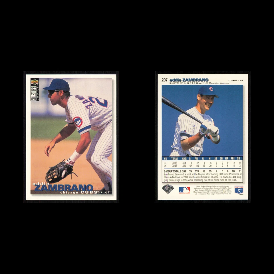 Eddie Zambrano #207 1995 Upper Deck Collectors Choice Chicago Cubs Baseball Card - Image 3 of 3