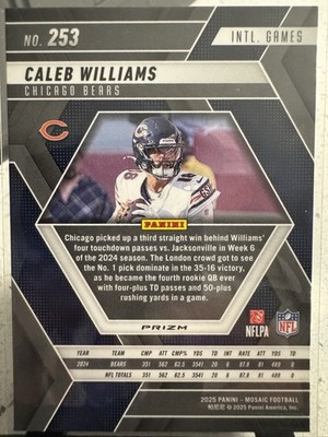 2025 panini mosaic #253 Caleb Williams green mosaic England games