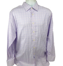 Charles Tyrwhitt Dress Shirt 17 -34 Purple Check Classic Fit 2 Button Cuff