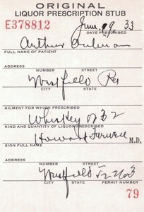 Vintage Prohibition Whiskey Prescription Doctor Stub Pharmacy Bar Westfield PA
