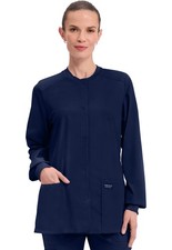 Scrubs Women's Cherokee Workwear Professionals WW340 Snap Front Jacket Navy NAV