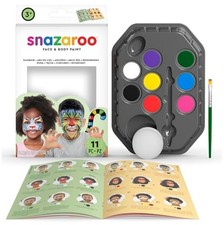 Face Paint Palette Kit 8 Color Rainbow Non Toxic Water Based Brush Sponge Guide