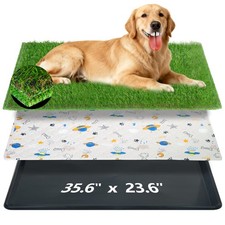 Reusable Dog Loo System with Artificial Grass Turf Pee Pads Tray, for Puppy P...