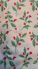 Christmas Pointsettia Holly Leaves Cotton Fabric - Approximately 3 Yards