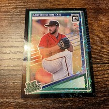 #644 Carter Holton 2025 Panini Optic Rated Prospect Black Disco SSP Prizm Braves