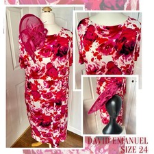 Dress 24 Red Pink Fascinator Floral Wedding Guest Occasion Mother Bride Races