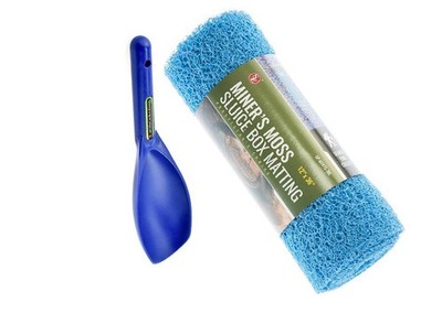 Sluice Monkey 12'' Blue Scoop & Blue Miner's Moss Sluice Box Matting, 12''x 36'' 10