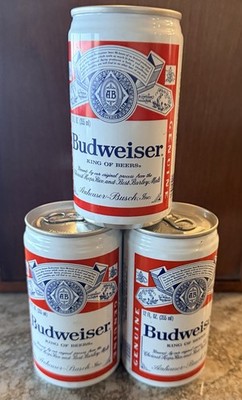 Budweiser King of Beers Pull Tab Cans (3) Collectible Breweriana - Empty Cans