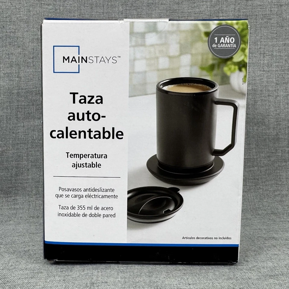 Taza de café Mainstays Warming 12 oz. Acero inoxidable con calentador de tazas y tapa NUEVO Foto 3 de 4