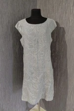 Lina Tomei Gray Embroidered Linen Dress Size XL