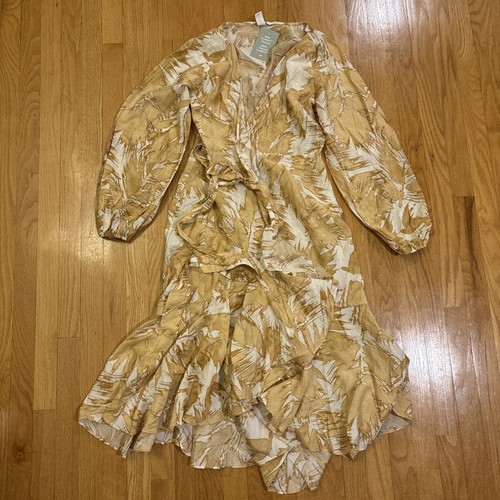 H&M Cream/beige Printed Wrap Midi Dress Collection 2024 Womens Small Floral