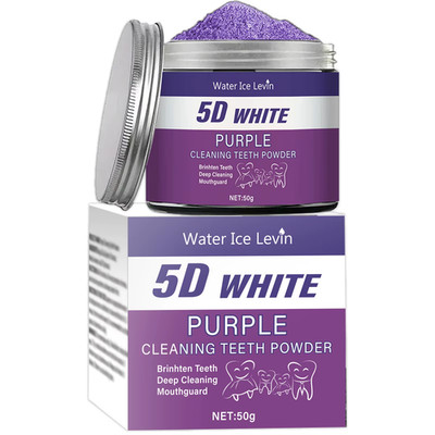 Purple Teeth Whitening Powder 50g Deep Clean Pearl Essence Fresh Breath Natural