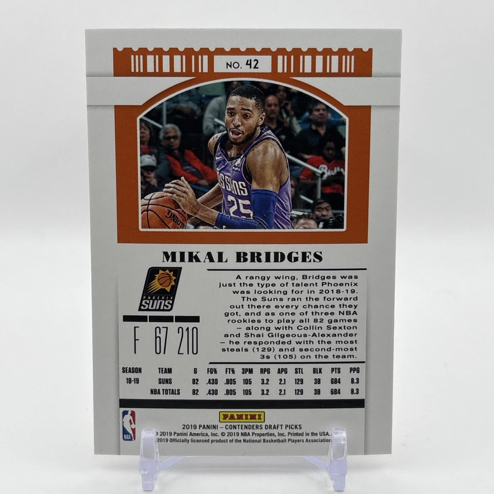 2019-20 Contenders Draft Picks Variations Draft Ticket 42 Mikal Bridges /99 - Image 2 of 2