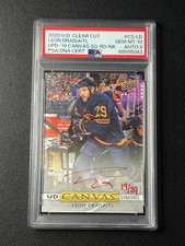 LEON DRAISAITL PSA 10 2020 UD CLEAR CUT CANVAS SIGNATURES AUTO RED INK /29