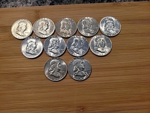 LOT of 11  Ben Franklin Half Dollar 90% Silver Gem BU Uncirculated