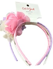 Cat Jack Girls Eco-Friendly Flower Headbands 3 Pack Pink White Lavender