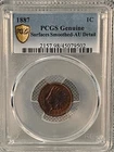 1887 Indian Head Cent Penny - Genuine Surfaces Smoothed  - AU Detail