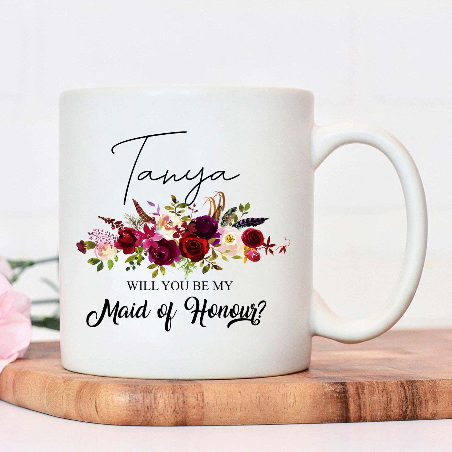 Personalised White Ceramic Mug 11oz Will You Be My Maid Of Honour Mug Novelty