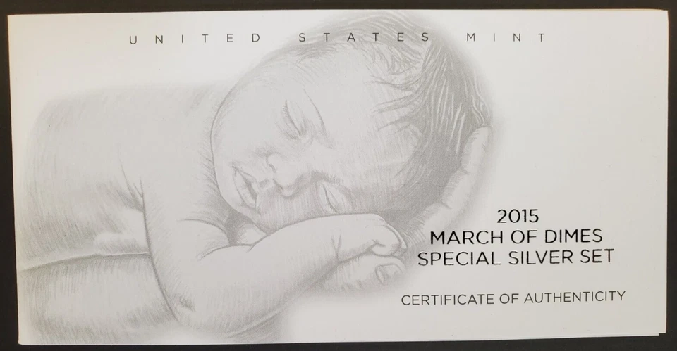 *** 2015 MARCH OF DIMES SPECIAL SILVER SET W PROOF P REVERSE DIME & W DOLLAR *** - Image 3 of 4