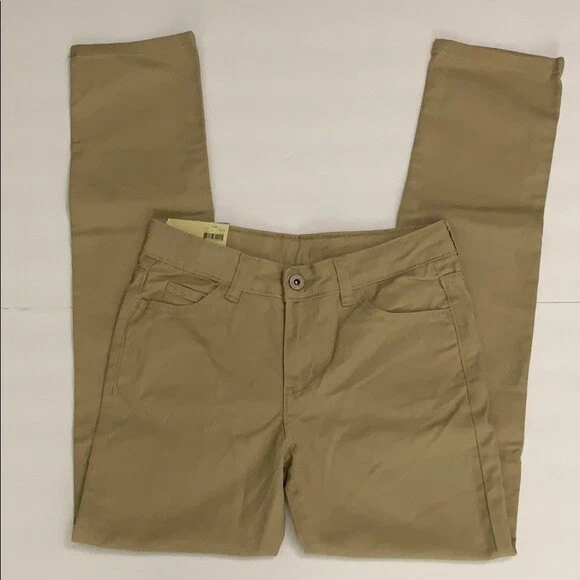 Pantalones de mezclilla descolgados Glory para niñas talla 12S beige pierna ajustados tiro medio cadera y muslo  Foto 2 de 4