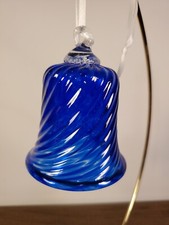 Vintage Old World  Hand-Blown Bell Ornament  Blue