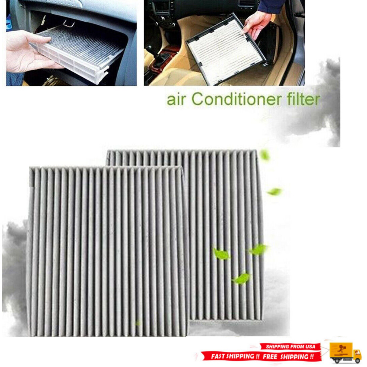 2 Pcs Activated Carbon AIR FILTER For Toyota A/C CABIN 87139-YZZ20 87139-YZZ08