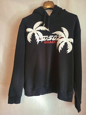 Dsquared2 Adult (XL) Black Cool Fit Miami Graphic Logo Pullover Hoodie