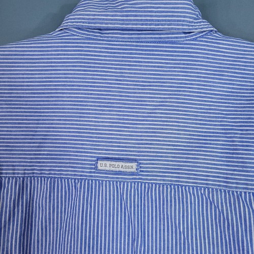 US Polo Assn Men's Button Up Long Sleeve Shirt Blue Stripe Size L - Picture 5 of 9